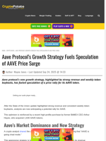 Aave Protocol’s Growth Strategy Fuels Speculation of AAVE Price Surge