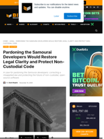 Pardoning The Samourai Developers Would Restore Legal Clarity And Protect Non-Custodial Code