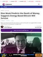 Elon Musk Says Money Will Die, Bitcoin Survives On Energy