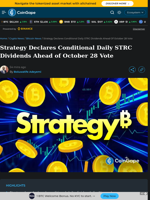 Strategy Declares Conditional Daily STRC Dividends Ahead of October 28 Vote