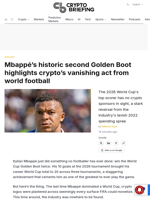 Mbappé's historic second Golden Boot highlights crypto's vanishing act from world football