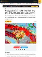 SPX, DXY, BTC, ETH, BNB, XRP, SOL, DOGE, ADA, HYPE Price Predictions