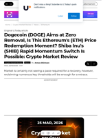 Dogecoin (DOGE) Aims at Zero Removal, Is This Ethereum's (ETH) Price Redemption Moment? Shiba Inu's (SHIB) Rapid Momentum Switch Is Possible: Crypto Market Review - U.Today