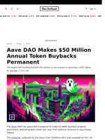 Aave DAO Makes $50 Million Annual Token Buybacks Permanent - 
