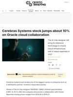 Cerebras Systems stock jumps about 10% on Oracle cloud collaboration
