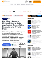Big Short Legend Michael Burry Bets Against AI Boom With Palantir and Nvidia Puts – Bitcoin News