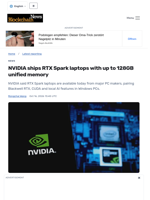 NVIDIA ships RTX Spark laptops with up to 128GB unified memory - Blockchain.News