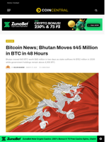 Bitcoin News; Bhutan Moves $45 Million in BTC in 48 Hours