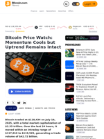 Bitcoin Price Watch: Momentum Cools but Uptrend Remains Intact – Markets and Prices Bitcoin News