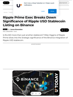 Ripple Prime Exec Breaks Down Significance of Ripple USD Stablecoin Listing on Binance - U.Today