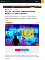 Bitcoin Depot Discloses Data Breach Affecting 27K Customers