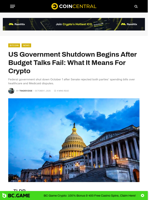 US Government Shutdown Begins After Budget Talks Fail: What It Means For Crypto - CoinCentral