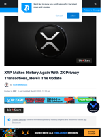 XRP Makes History Again With ZK Privacy Transactions, Here’s The Update | Bitcoinist.com