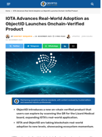 IOTA Advances Real-World Adoption With ObjectID Product