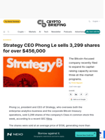 Strategy CEO Phong Le sells 3,299 shares for over $456,000