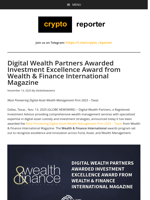 Digital Wealth Partners Awarded Investment Excellence Award from Wealth & Finance International Magazine