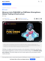 Binance Lists FUN/USDC