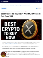 Best Crypto To Buy Now: Why MUTM Stands Out Over XRP