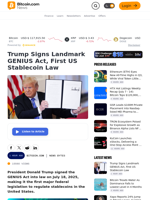 Trump Signs Landmark GENIUS Act, First US Stablecoin Law – News Bytes Bitcoin News