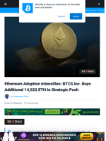 Ethereum Adoption Intensifies: BTCS Inc. Buys Additional 14,522 ETH In Strategic Push | Bitcoinist.com