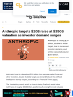 Anthropic targets $20B raise at $350B valuation as investor demand surges
