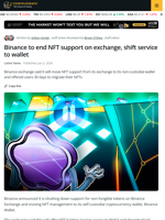 Binance Exchange to Halt NFT Services, Move Management to Binance Wallet
