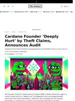 Cardano Founder ‘Deeply Hurt’ by Theft Claims, Announces Audit - 
