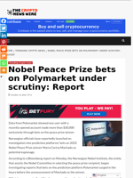 Nobel Peace Prize bets on Polymarket under scrutiny: Report - The Crypto News Wire