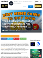 The 3 Best Meme Coins For Exponential Returns And Massive ROI Potential | Live Bitcoin News