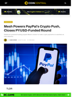 Mesh Powers PayPal’s Crypto Push, Closes PYUSD-Funded Round