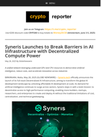 Syneris Launches to Break Barriers in AI Infrastructure with Decentralized Compute Power