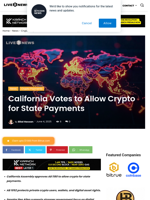 California Votes to Allow Crypto for State Payments | Live Bitcoin News
