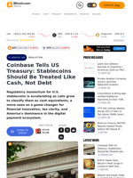 Coinbase Tells US Treasury: Stablecoins Should Be Treated Like Cash, Not Debt – Regulation Bitcoin News