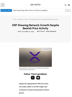 XRP Showing Network Growth Despite Bearish Price Activity