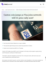 Canton coin jumps as Visa joins network: will CC price rally next? - CoinJournal