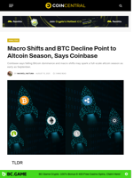 Macro Shifts and BTC Decline Point to Altcoin Season, Says Coinbase - CoinCentral
