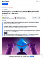 Gaming Firm SharpLink Raises $425 Million to Buy Ethereum