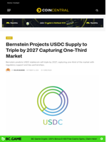 Bernstein Projects USDC Supply to Triple by 2027 Capturing