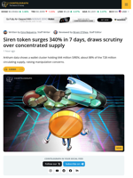 Siren Token Rises 340% as Analysts Flag Concentrated Holdings