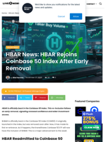 HBAR News: HBAR Rejoins Coinbase 50 Index After Early Removal | Live Bitcoin News