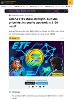 Solana ETFs Soar As SOL Slips Below Key Price Level