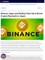 Binance Japan and PayPay Team Up to Boost Crypto Payments in Japan