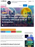 Dogecoin News: Are DOGE ETFs About To Go Live? Investors Are Flooding Into Layer Brett In Anticipation | Live Bitcoin News
