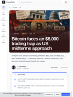 Bitcoin faces an $8,000 trading trap as US midterms approach
