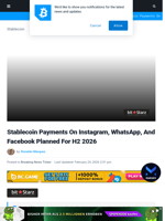 Stablecoin Payments On Instagram, WhatsApp, And Facebook Planned For H2 2026 | Bitcoinist.com