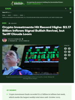 Crypto Investments Hit Record Highs: $2.17 Billion Inflows Signal Bullish Revival, but Tariff Clouds Loom | CCN.com