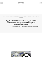 Ripple’s SWIFT Partner Status Ignites XRP Outlook as Garlinghouse’s 14% Capture Forecast Resurfaces