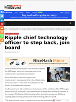 Ripple chief technology officer to step back, join board - The Crypto News Wire