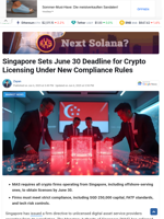 Singapore Sets June 30 Deadline for Crypto Licensing Under New Compliance Rules - TheNewsCrypto