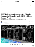 BIT Mining Stock Soars After Bitcoin, Dogecoin Miner Reveals $300 Million Solana Pivot - Decrypt